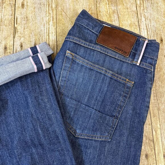 Gustin Skinny Selvedge Jeans Size 32 (33X37) Style 187 Pink Selvedge Lines